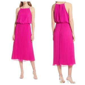 Sam Edelman Pink Pleated Midi Dress | Size 2